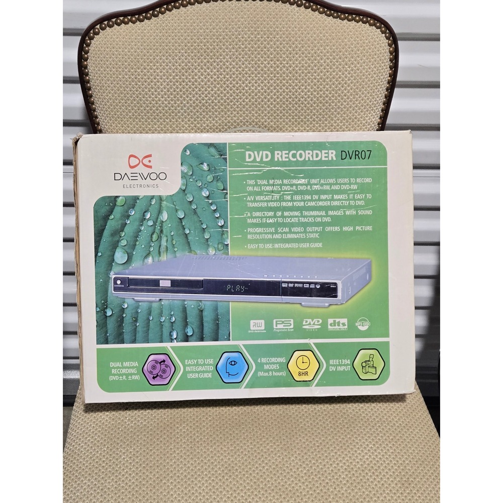 Daewoo DVR07 DVD Recorder Dual Media Recording Progressive Scan Silver New Box